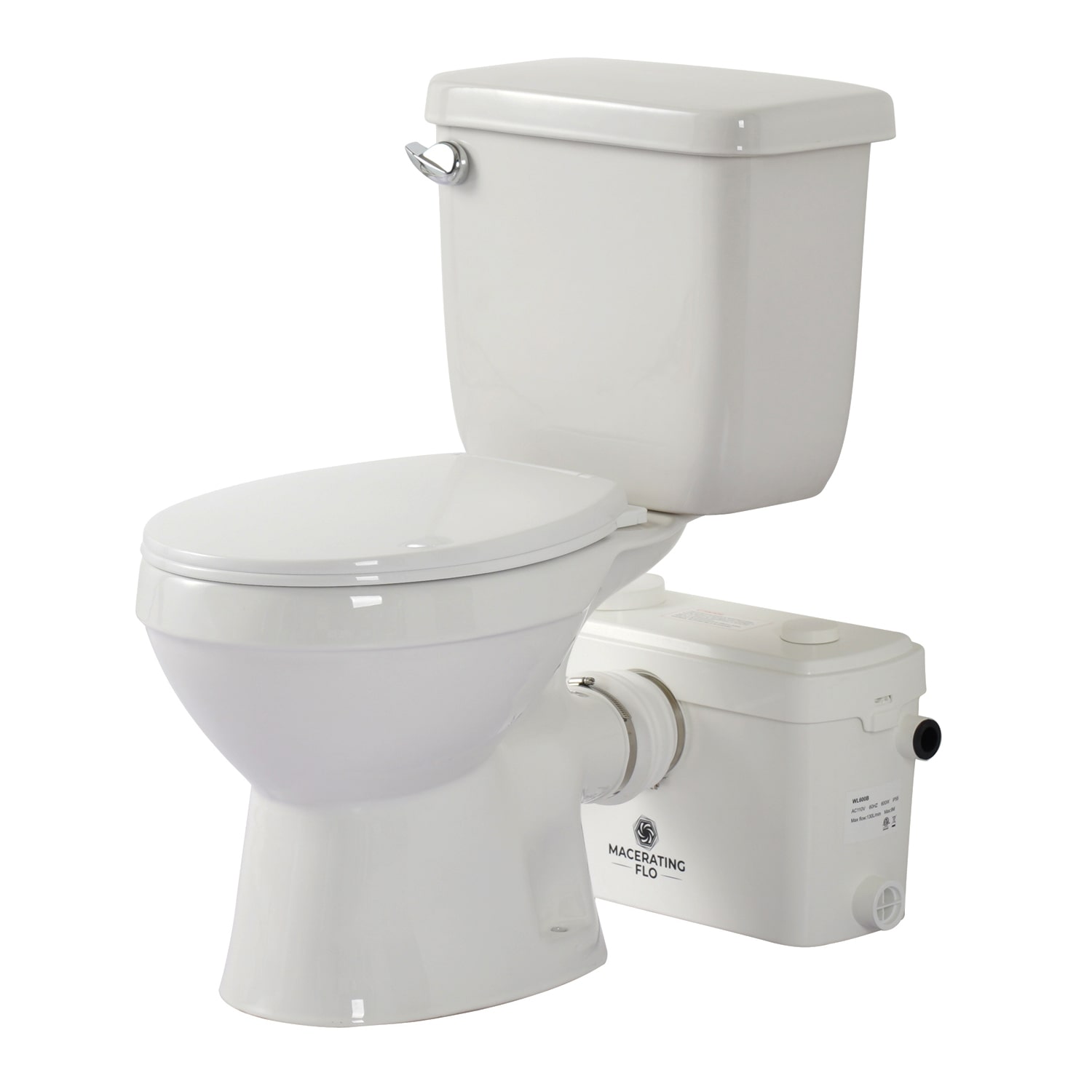 Macerating Toilet With 600w Macerator Pump (Two-Piece Toilets) | Standard  Bowl, Water Tank, Toilet Seat, Extension Pipe | Upflush Toilet For Basement